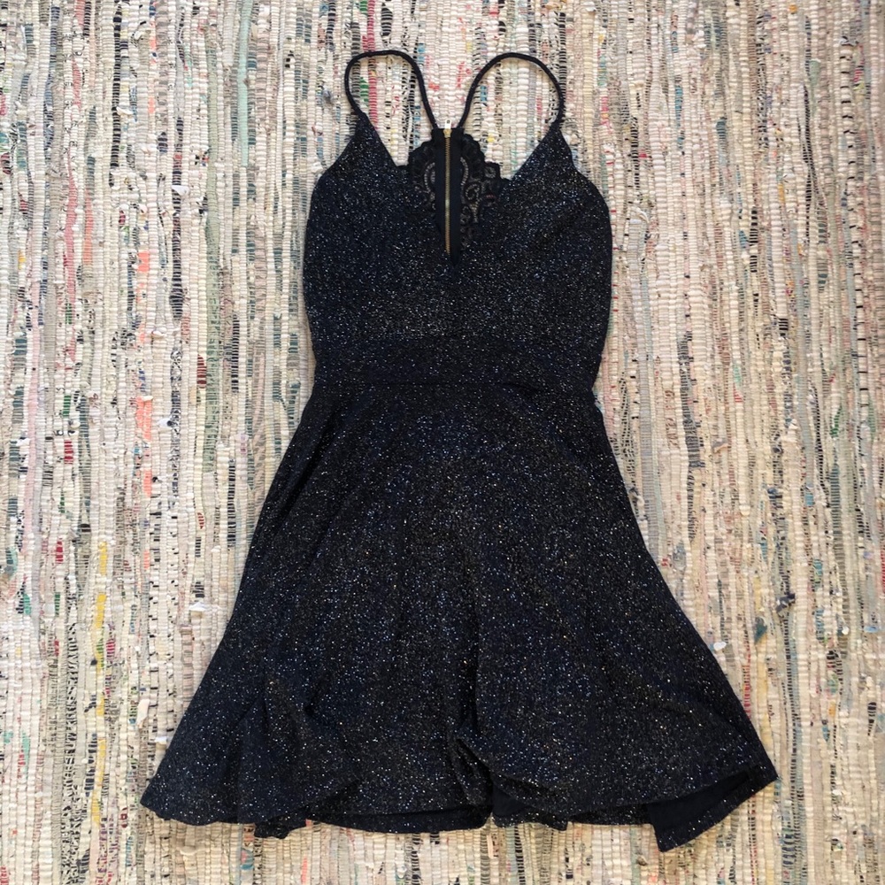 Navy sparkly skater dress